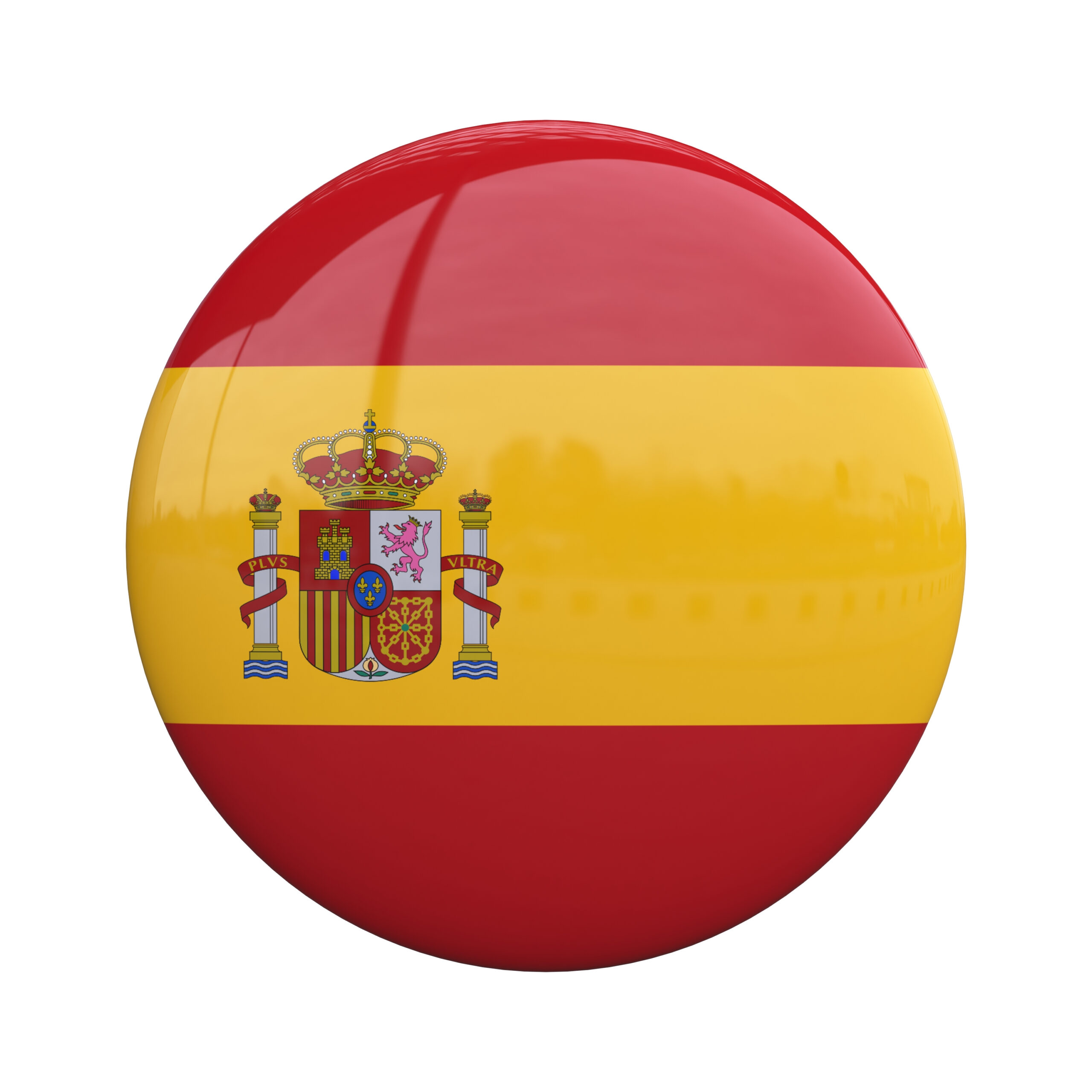 Spain national flag badge, nationality pin 3d rendering