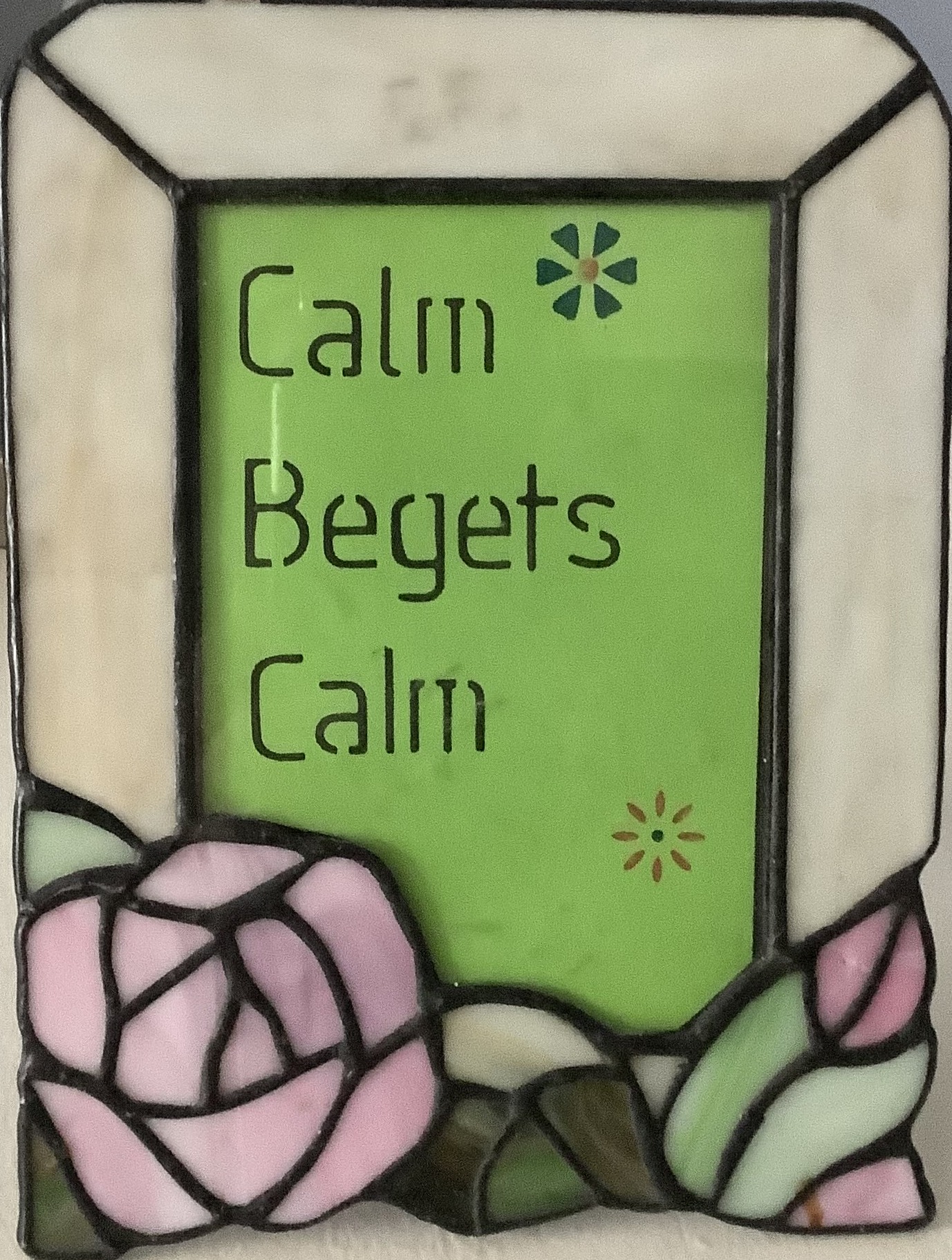 Calm begets calm spot framed